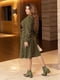 Сукня А-силуету хакі в горошок | 6505846 | фото 2