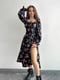 Сукня А-силуету чорна з квітковим принтом | 6505857 | фото 2
