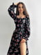 Сукня А-силуету чорна з квітковим принтом | 6505857 | фото 4