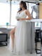 Ошатна блискуча біла сукня в підлогу | 6506062 | фото 3