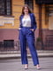 Синий классический костюм: жакет и брюки | 6506137 | фото 2