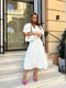 Елегантна біла сукня-міді з об'ємними рукавами | 6506194 | фото 2
