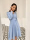 Сукня А-силуету блакитна з поясом | 6506203 | фото 7