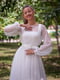 Платье-миди белое с сеткой в горошек | 6506220 | фото 2