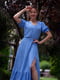 Сукня А-силуету блакитна в квітковий принт | 6506225 | фото 2