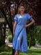 Сукня А-силуету блакитна в квітковий принт | 6506225 | фото 3