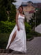 Елегантна атласна сукня-максі білого кольору | 6506231 | фото 2