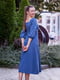 Платье синее с разрезом на юбке | 6506241 | фото 2