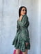 Льняное платье зеленое в цветочный принт | 6506267 | фото 4
