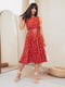 Платье А-силуэта красное в цветочный принт | 6506287 | фото 4