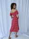 Штапельное платье красного цвета в цветочный принт | 6506313 | фото 2