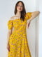 Штапельное платье желтого цвета в цветочный принт | 6506314 | фото 2
