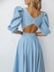 Платье-миди голубое с открытой спинкой | 6506334 | фото 2
