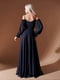 Вечернее блестящее платье темно-синего цвета | 6506335 | фото 4
