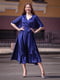 Елегантна вечірня сукня-міді синього кольору | 6506352
