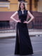 Платье черное с вырезом на груди и разрезом на ноге | 6506353 | фото 3