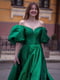 Платье зеленое с рукавами-буфф | 6506354 | фото 4