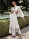 Платье белое шифоновое с цветочным узором | 6506364 | фото 6