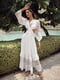 Платье белое шифоновое с цветочным узором | 6506364 | фото 7