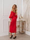 Сукня червона атласна з пишними рукавами | 6506383 | фото 6