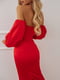 Платье красное атласное с пышными рукавами | 6506383 | фото 7