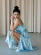 Сукня шовкова блакитна в квітковий принт | 6506437 | фото 2
