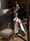 Сукня атласна бежева з пишними рукавами | 6506463 | фото 3