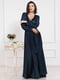 Вечернее платье темно-синее шелковое | 6506512 | фото 4