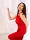 Коктейльное платье-миди красного цвета | 6506531 | фото 4