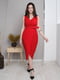 Коктейльна сукня-міді червоного кольору | 6506531 | фото 7