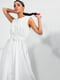 Платье А-силуэта белое с поясом | 6506540 | фото 2