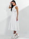 Платье А-силуэта белое с поясом | 6506540 | фото 4