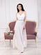 Сукня біла з поясом та глибоким розрізом | 6506559 | фото 2