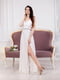 Платье белое с поясом и глубоким разрезом | 6506559 | фото 5