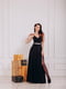 Сукня чорна з поясом та глибоким розрізом | 6506564 | фото 3