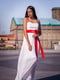 Коктейльна біла сукня з поясом | 6506643 | фото 2