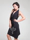Чорна атласна сукня з декором | 6506663 | фото 2