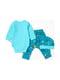 Комплект бірюзовий з начосом: боді, штани та шапочка | 6514261 | фото 2