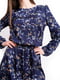 Сукня А-силуету темно-синя з принтом | 6520737 | фото 8