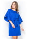Платье-футляр с пояском синее | 6520826 | фото 3