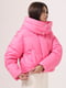 Зимова рожева куртка з об'ємним капюшоном | 6524346 | фото 3