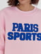 Теплый розовый свитшот на флисе с надписью Paris Sports | 6524474 | фото 6