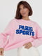 Теплый розовый свитшот на флисе с надписью Paris Sports | 6524474 | фото 3