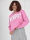 Теплый укороченный розовый свитшот с надписью Newport | 6524485 | фото 3