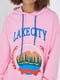 Утепленая розовая худи с принтом и надписью Lake city | 6524510 | фото 6