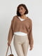 Комплект-двойка коричневый с вязаным пуловером и майкой | 6524541 | фото 4