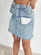 Голубая джинсовая мини-юбка с карманами наружу | 6524558 | фото 4