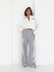 Теплі трикотажні сірі штани з лампасами та написом Renes Saince | 6524560 | фото 2