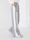 Теплые трикотажные серые брюки с лампасами и надписью Renes Saince | 6524560 | фото 4