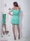 Платье ментолового цвета со спущеными плечами | 5036360 | фото 6